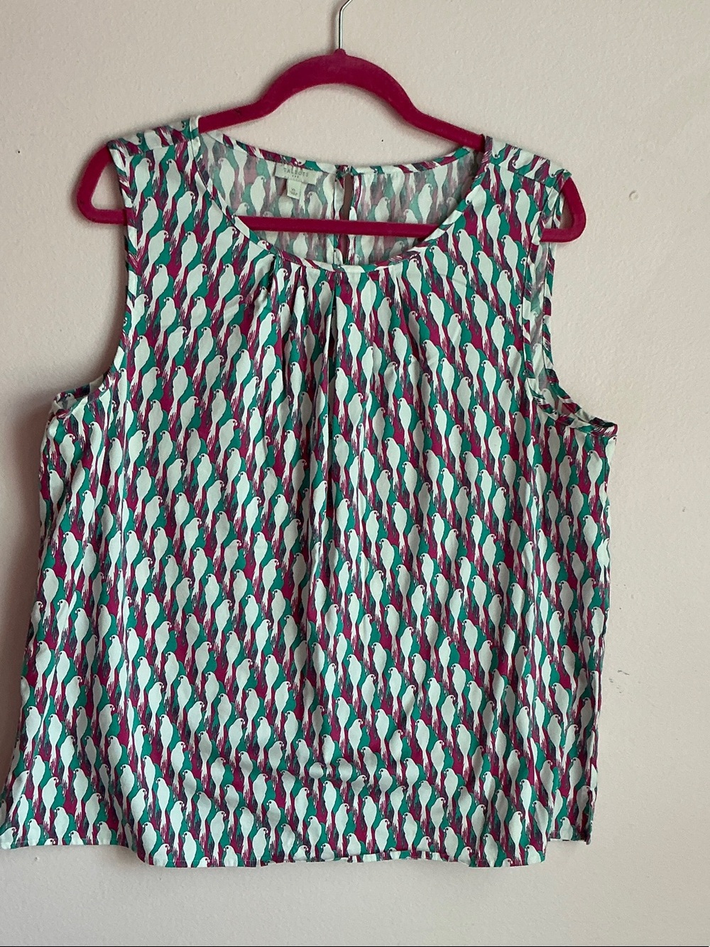 Talbots Teal and Magenta Printed Sleeveless Top